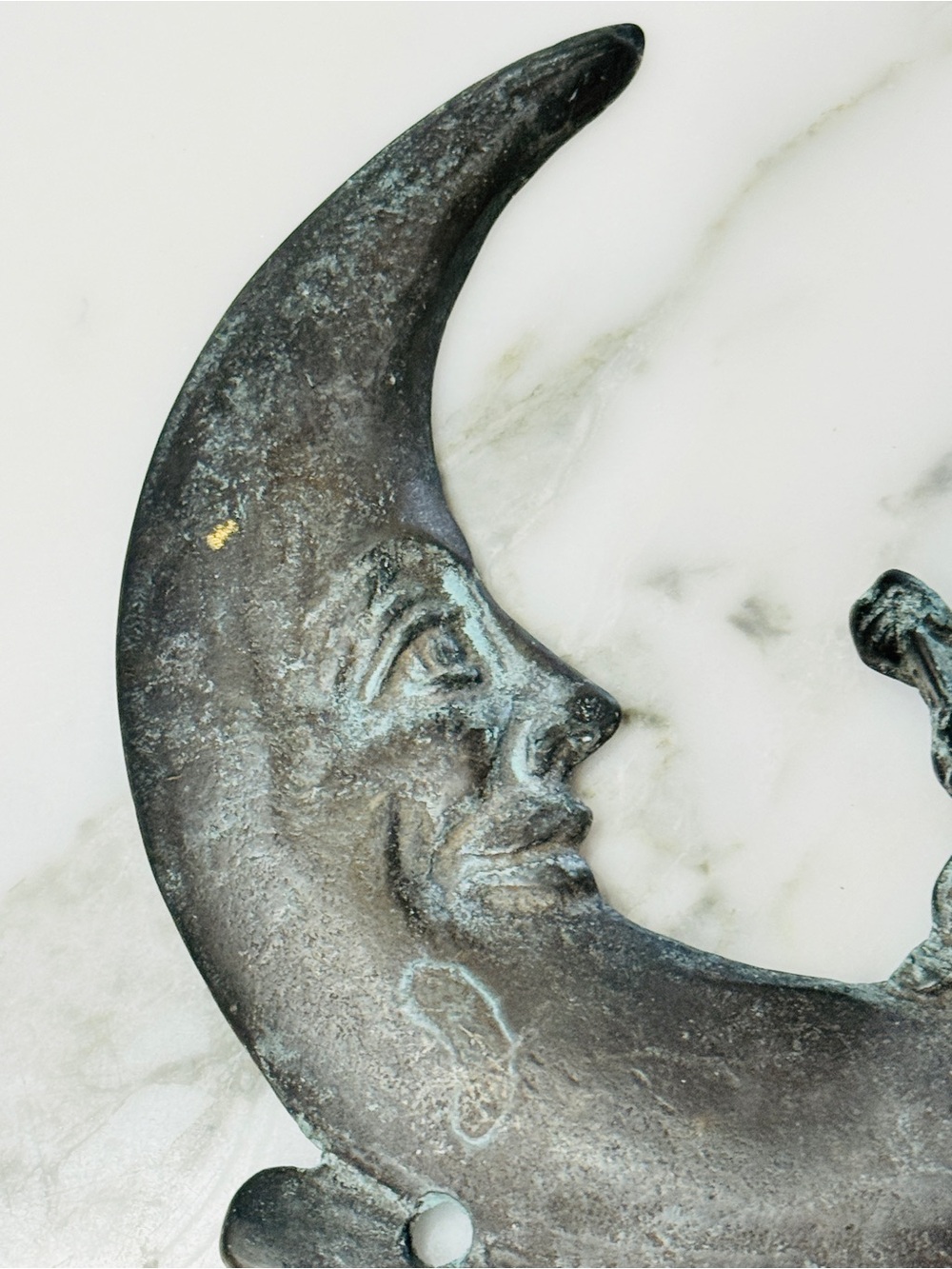 Rare Vintage Bronze Moon & Rabbit Wall Hook - Picture 5 of 12